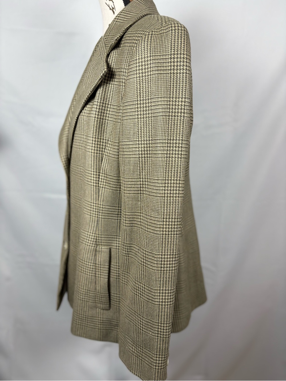 Vintage Linda Allard Ellen Tracy Wool Glen Plaid Blazer 90s Size 12 - Picture 9 of 13